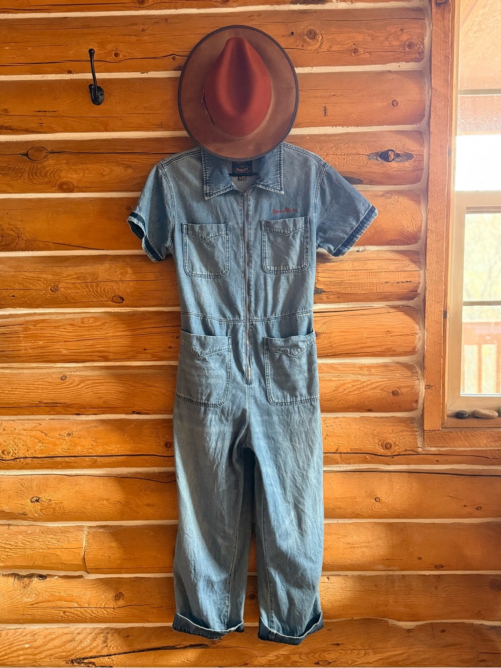 Light Wash Denim Utility Jumpsuit - Sendero